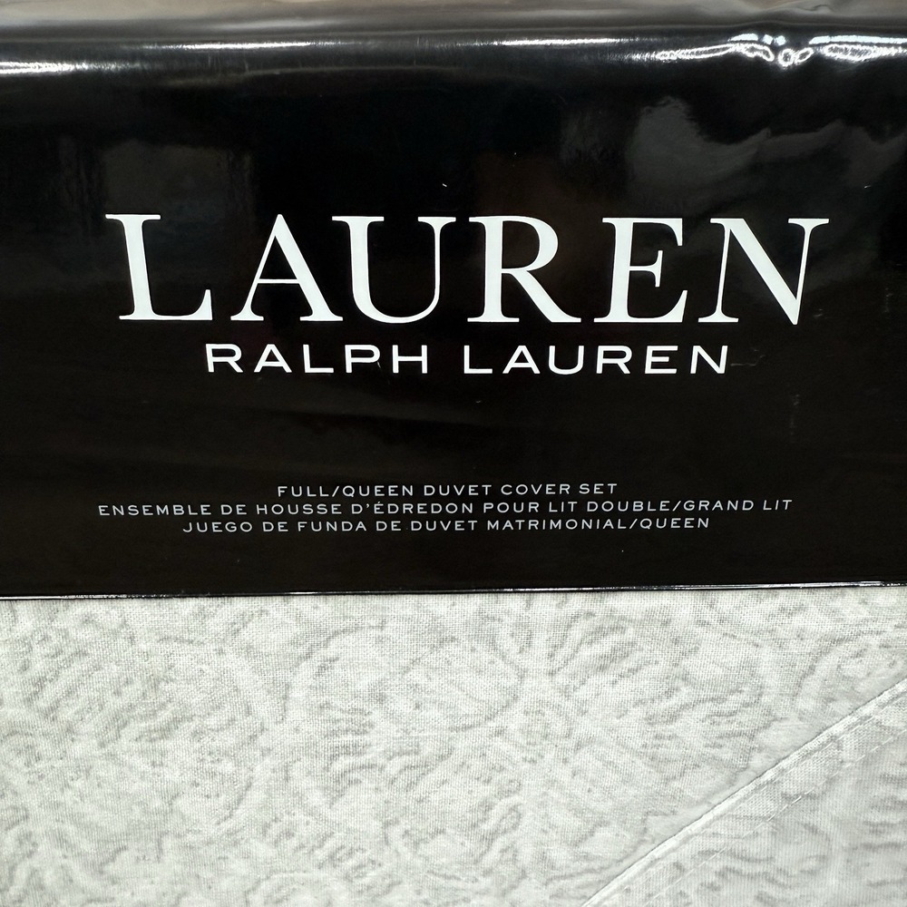 Ralph Lauren Emilia Grey Tonal Medallion Cotton/Linen Duvet Cover Set QUEEN $360 - Picture 6 of 11